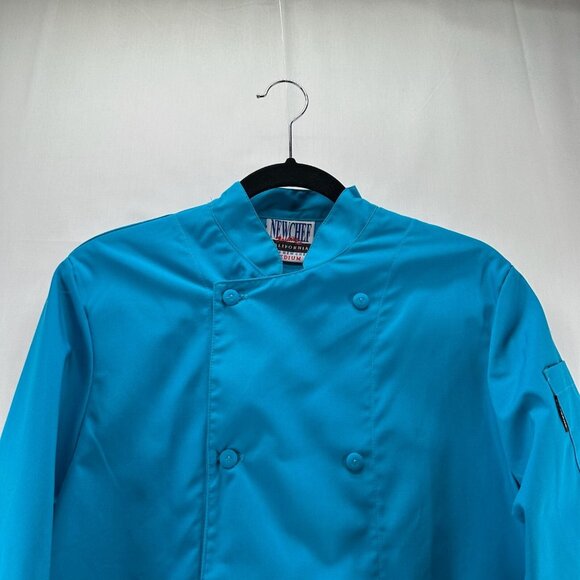 NEW CHEF Shirt Womens Sz M Double Breasted Long Sleeve Kitchen Uniform Blue - Picture 3 of 11